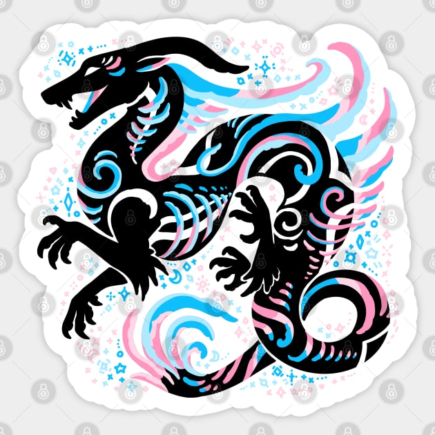 Transgender Flag Dragon Sticker by Things By Diana